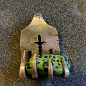 Hand made fork pendant silver